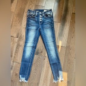 BKE skinny jeans with distressed ankles, size 26